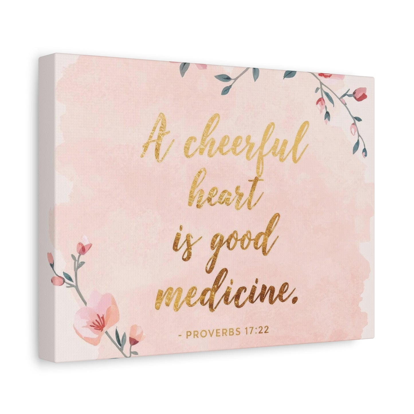 Inspirational Wall Art Canvas, Cheerful Heart Decor, Bible Verse Artwork, Positive Vibes Home Decor, Gift for Her, Motivational Wall Hanging