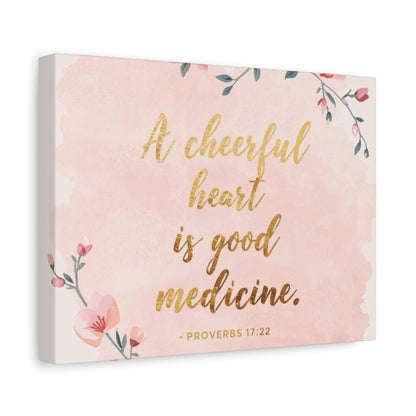 Inspirational Wall Art Canvas, Cheerful Heart Decor, Bible Verse Artwork, Positive Vibes Home Decor, Gift for Her, Motivational Wall Hanging