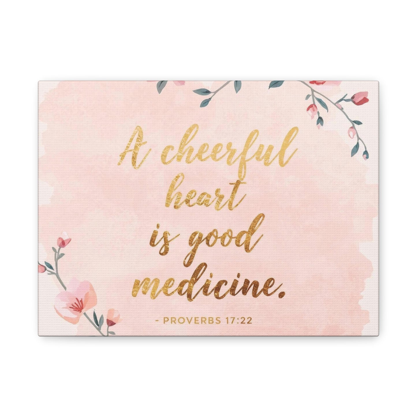 Inspirational Wall Art Canvas, Cheerful Heart Decor, Bible Verse Artwork, Positive Vibes Home Decor, Gift for Her, Motivational Wall Hanging