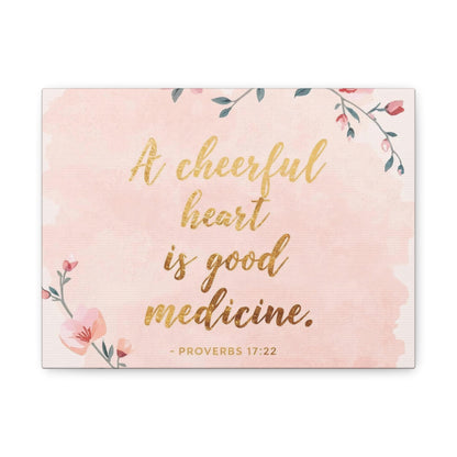 Inspirational Wall Art Canvas, Cheerful Heart Decor, Bible Verse Artwork, Positive Vibes Home Decor, Gift for Her, Motivational Wall Hanging